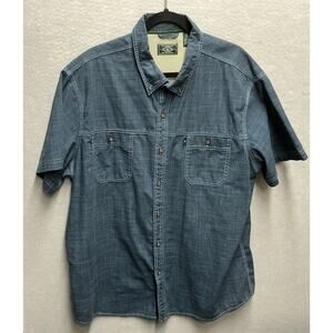 G.H. BASS & CO. Blue Short Sleeve Shirt Size 2XL Chest‎ Pockets Button Down